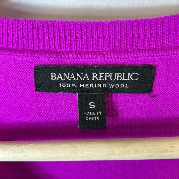 Banana Republic Orchid Pink Merino Wool V-Neck Long Sleeve Sweater Size S - Picture 5 of 9